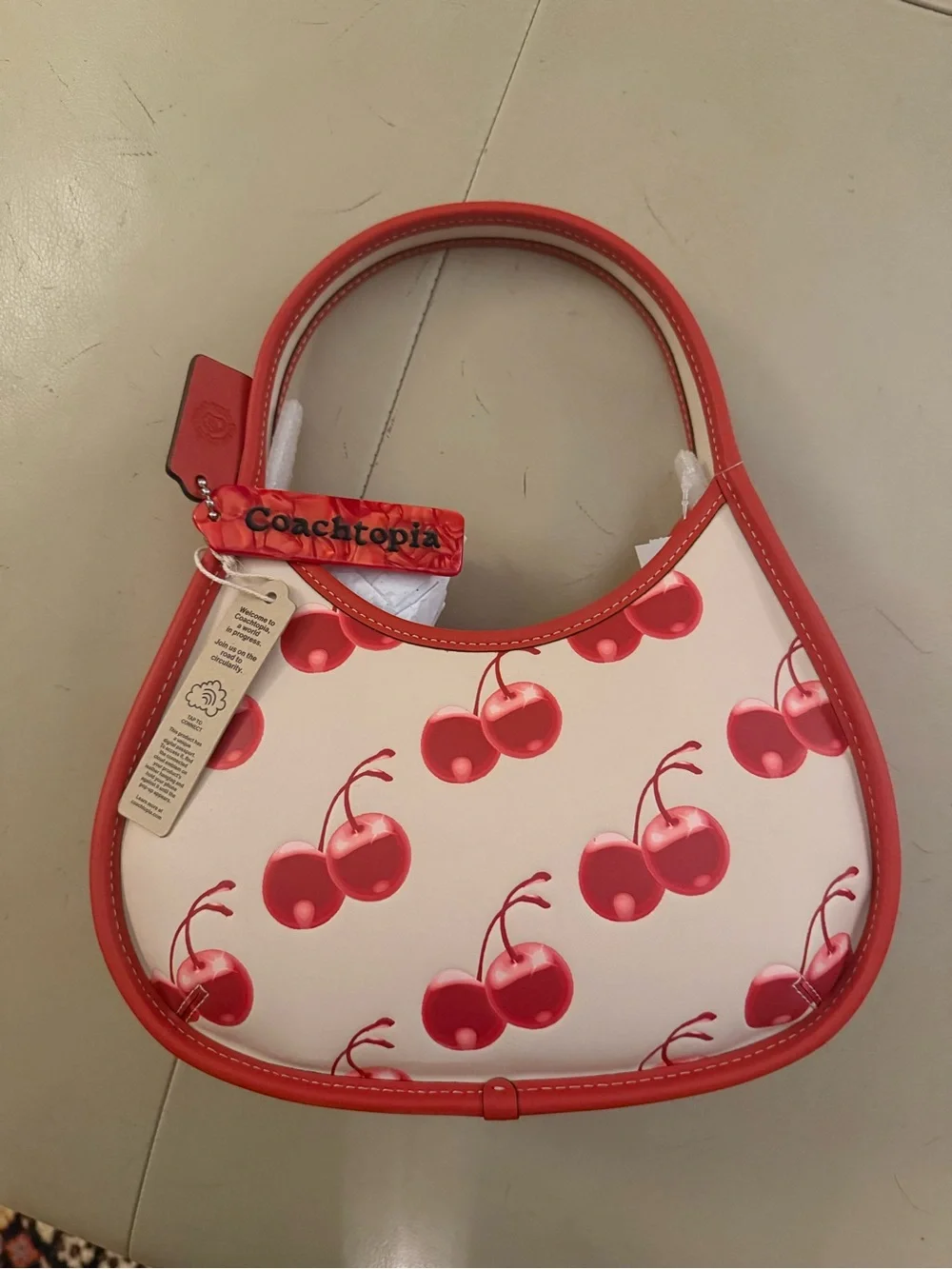 Coach Coachtopia Cherry Print Red Shoulder Bag